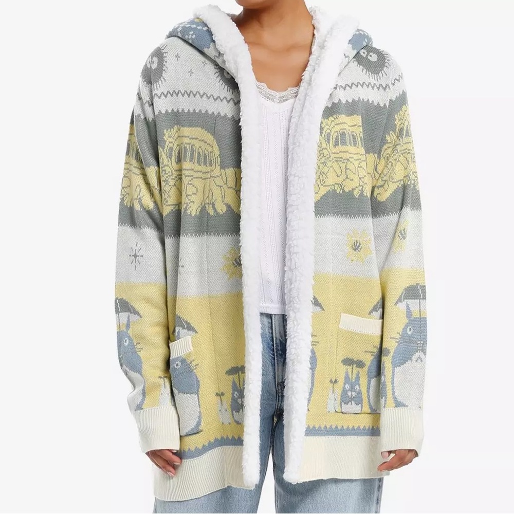 Studio Ghibli My Neighbor Totoro Fair Isle Sherpa Cardigan Hot Topic